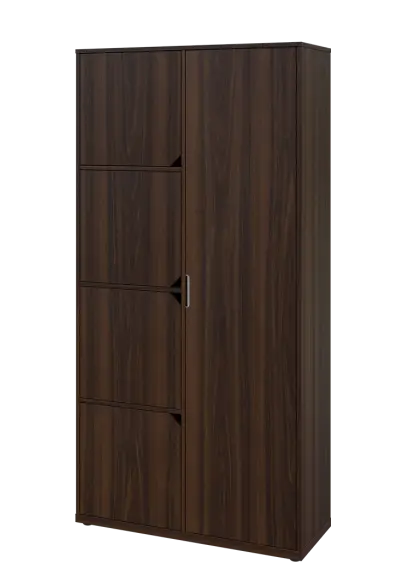 KSR6-82 P skříň šatní, 1x výsuvné ramínko, 4x dvířka, 2053x1022x400 mm, provedení pravé, ořech královský